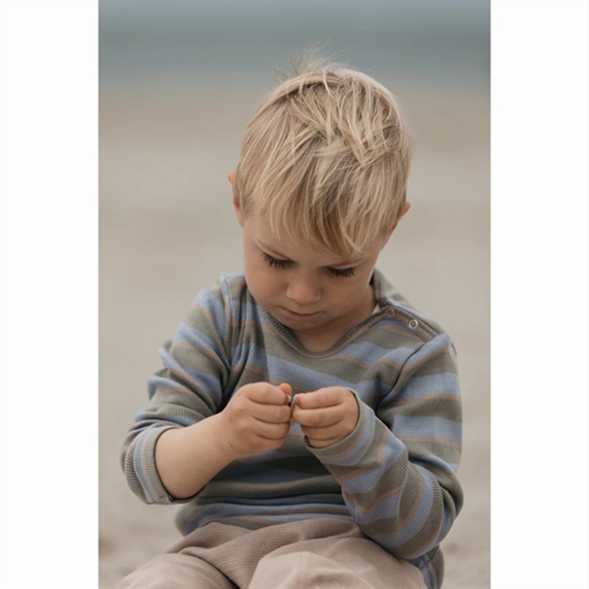 Long Sleeve Petit Piao? Green Shadow Blouse Modal Double Striped