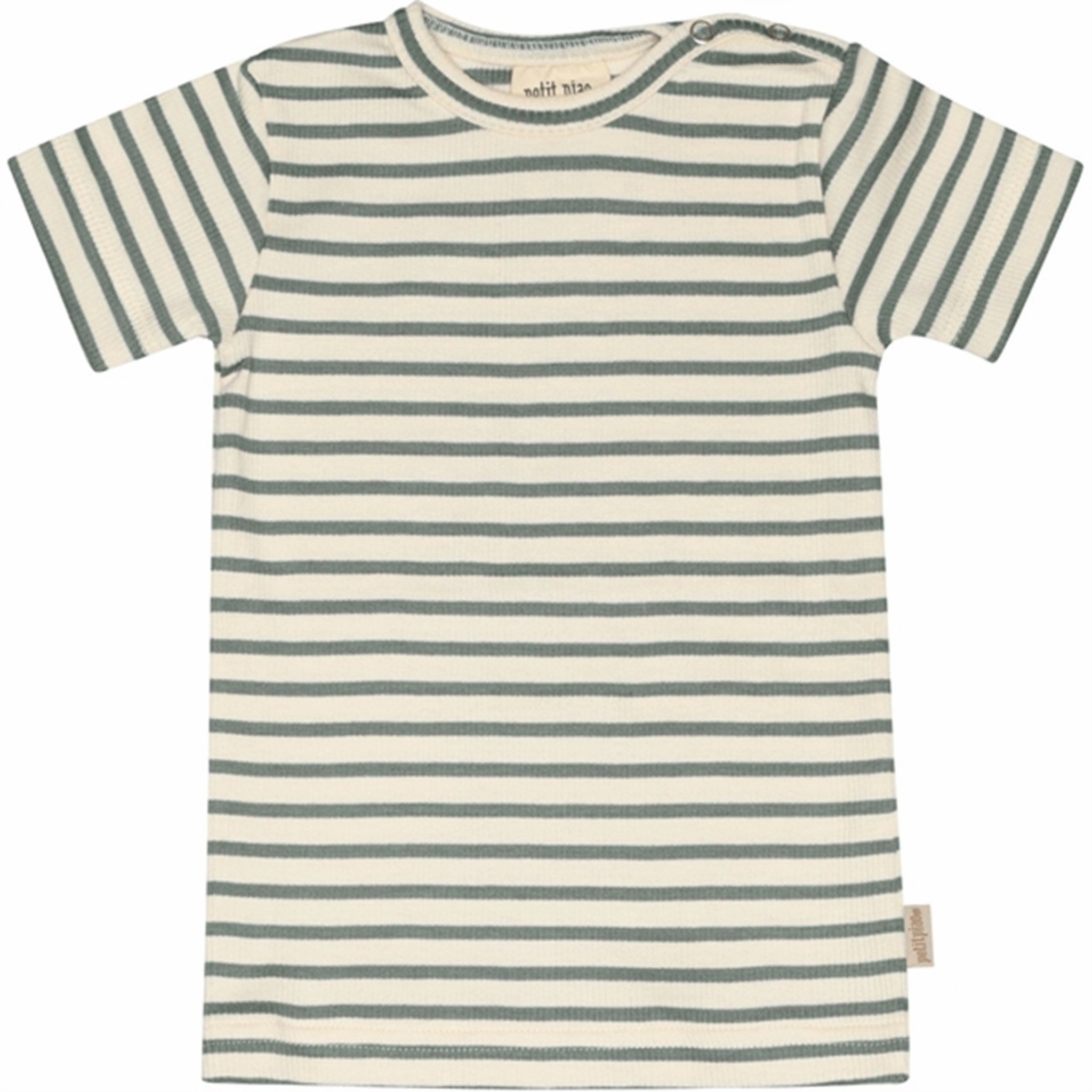 Urban Style Trend Classic Cut Petit Piao Light Petrol/Offwhite T-shirt S/S Modal Striped