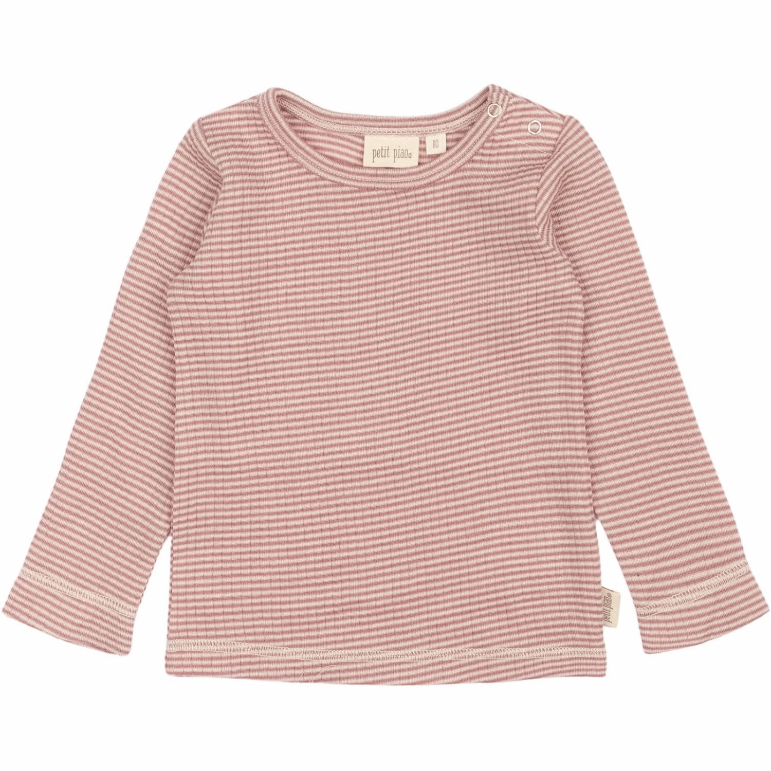 Stretch Fit Technology Petit Piao Nostalgic Rose/Dark Off White PPDante T-Shirt L/S Meriono Wool Striped