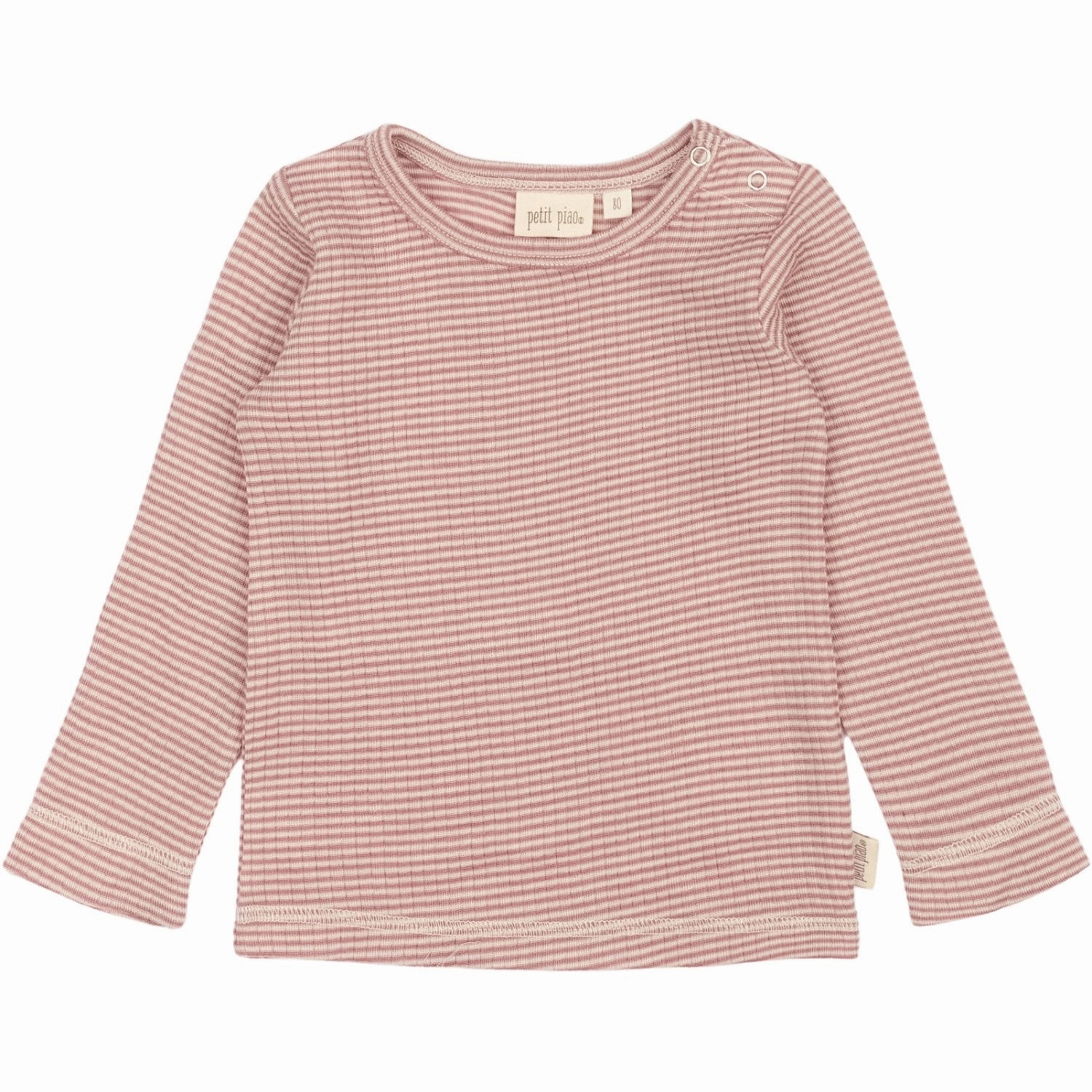 Essential Wardrobe Petit Piao Nostalgic Rose/Dark Off White PPDante T-Shirt L/S Meriono Wool Striped