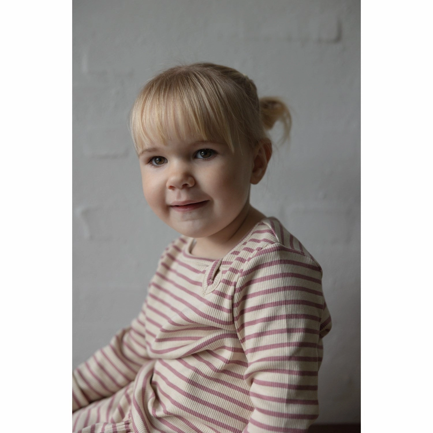 ReversibleStyle Comfortable fit for outings Petit Piao Nostalgic Rose/off White Dress L/S Modal Striped