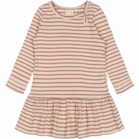 Petit Piao Nostalgic Rose/off White Dress L/S Modal Striped Minimal Fit