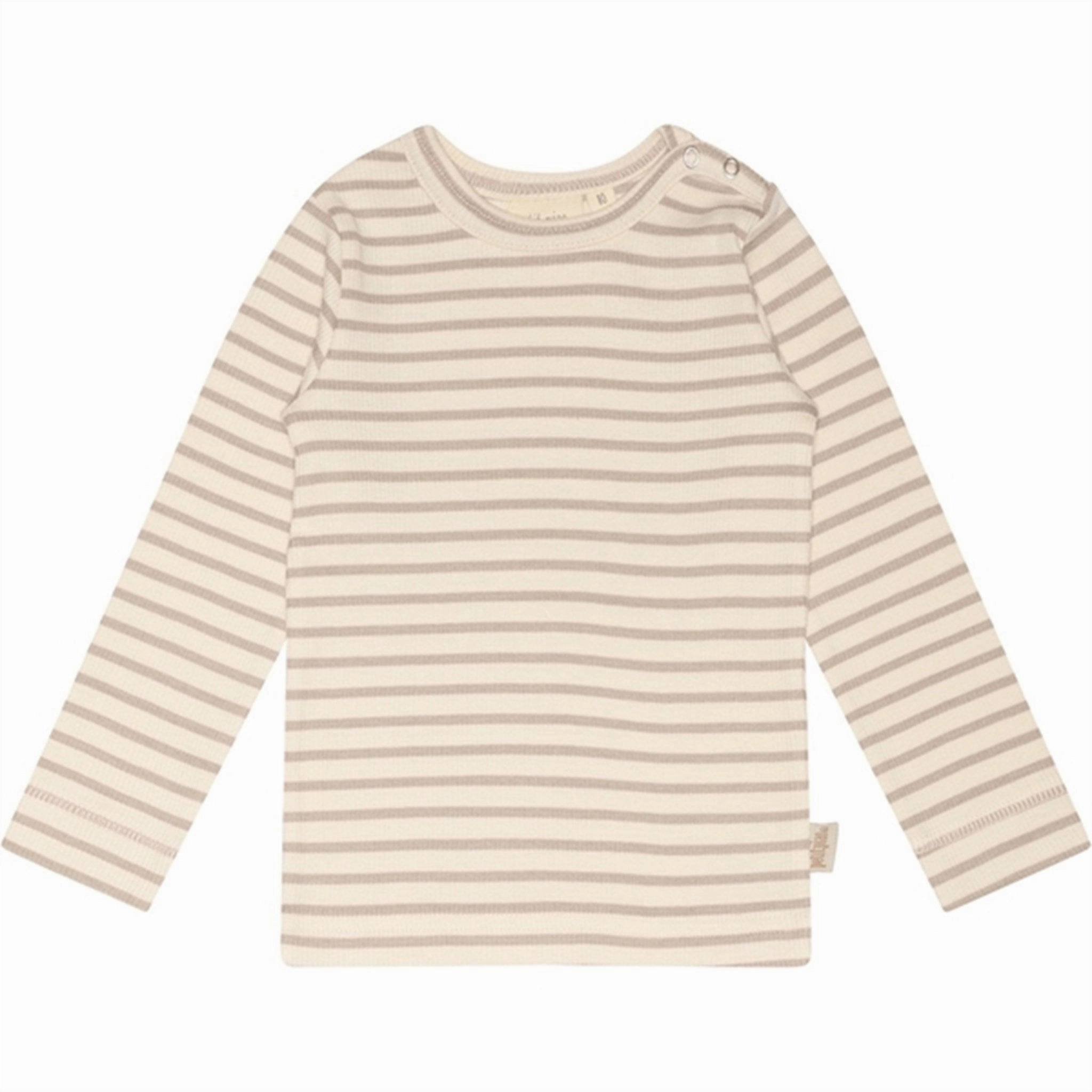 Petit Piao? Soft Sand/Off White Blouse Modal Striped Smooth Finish Breathable Lining