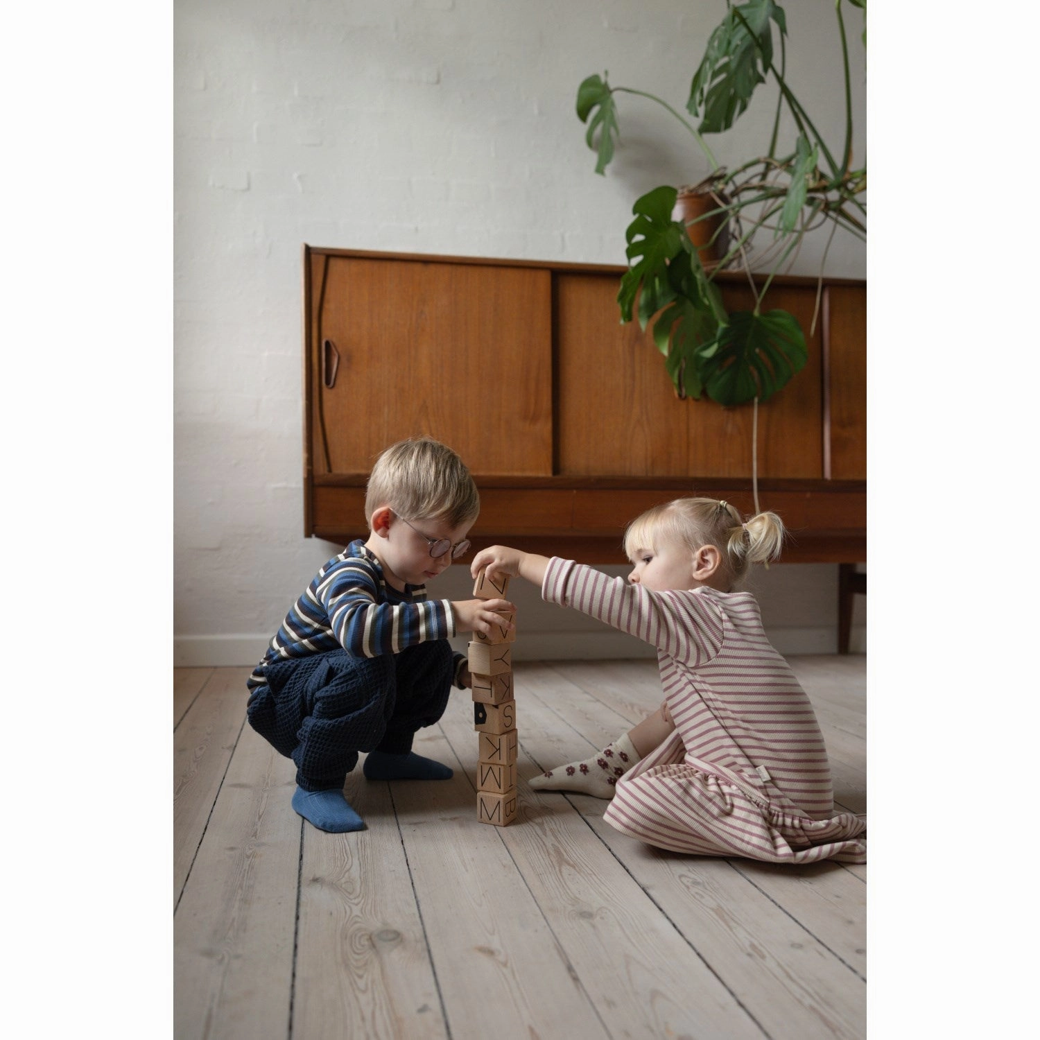 Smooth zipper closure Sleepwear Petit Piao True Navy Multistripe T-shirt L/S Modal Multi Striped