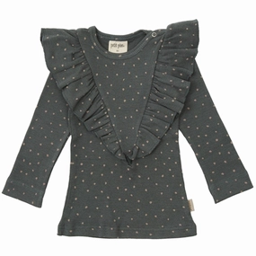 Petit Piao Turbulence/Woodrose Frill Dot Modal Blouse Adjustable Cuff Closure Polka Dot
