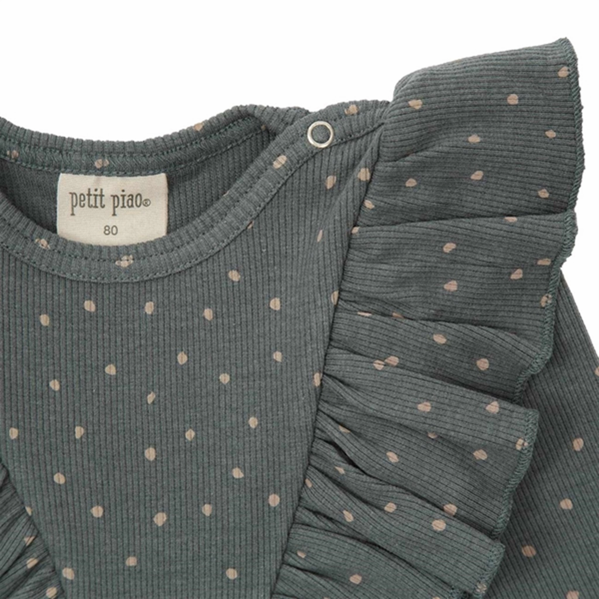 Matte Finish Petit Piao Turbulence/Woodrose Frill Dot Modal Blouse