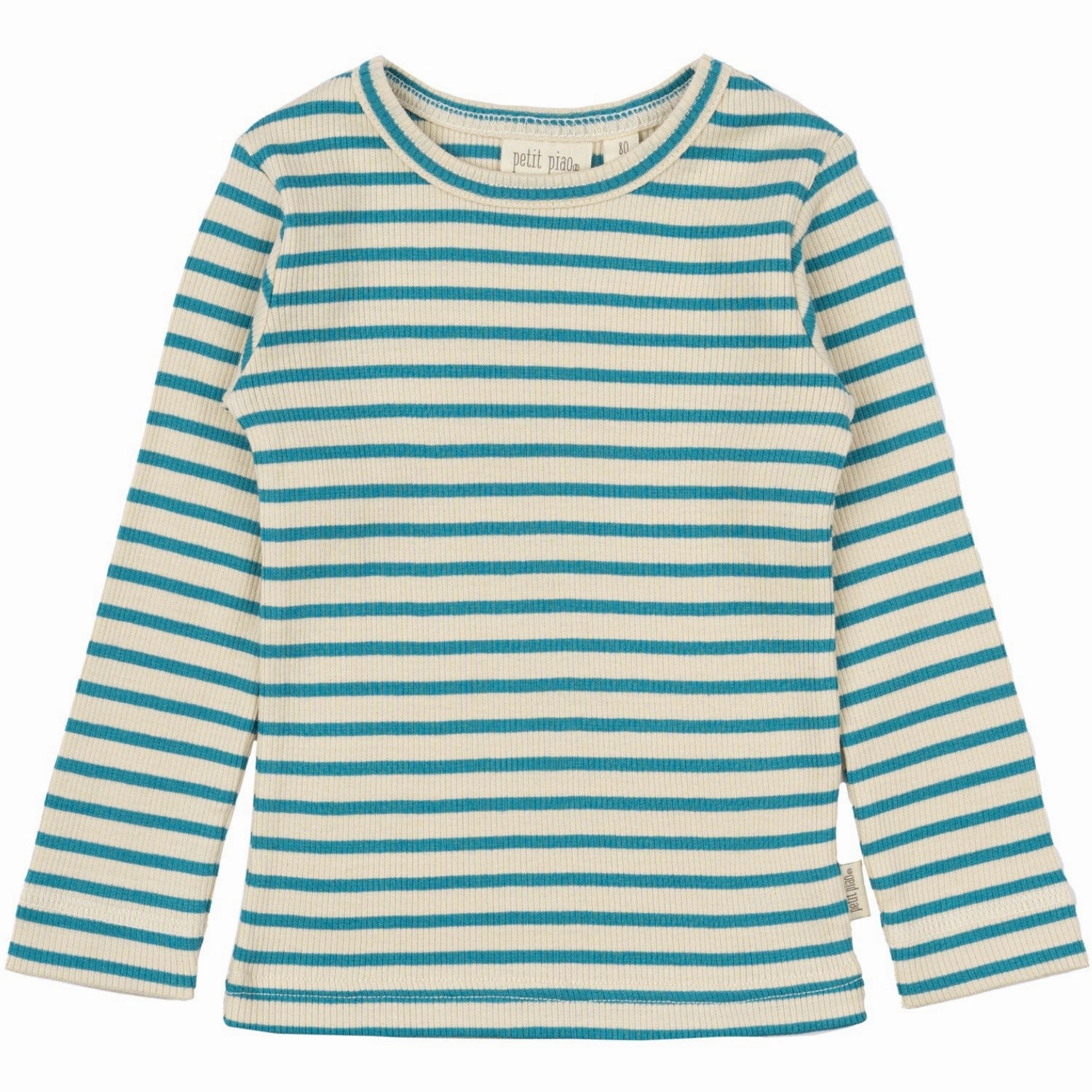 All-Season Wear Office Outfit Petit Piao Turquise /Dark Off White Blouse Modal Striped