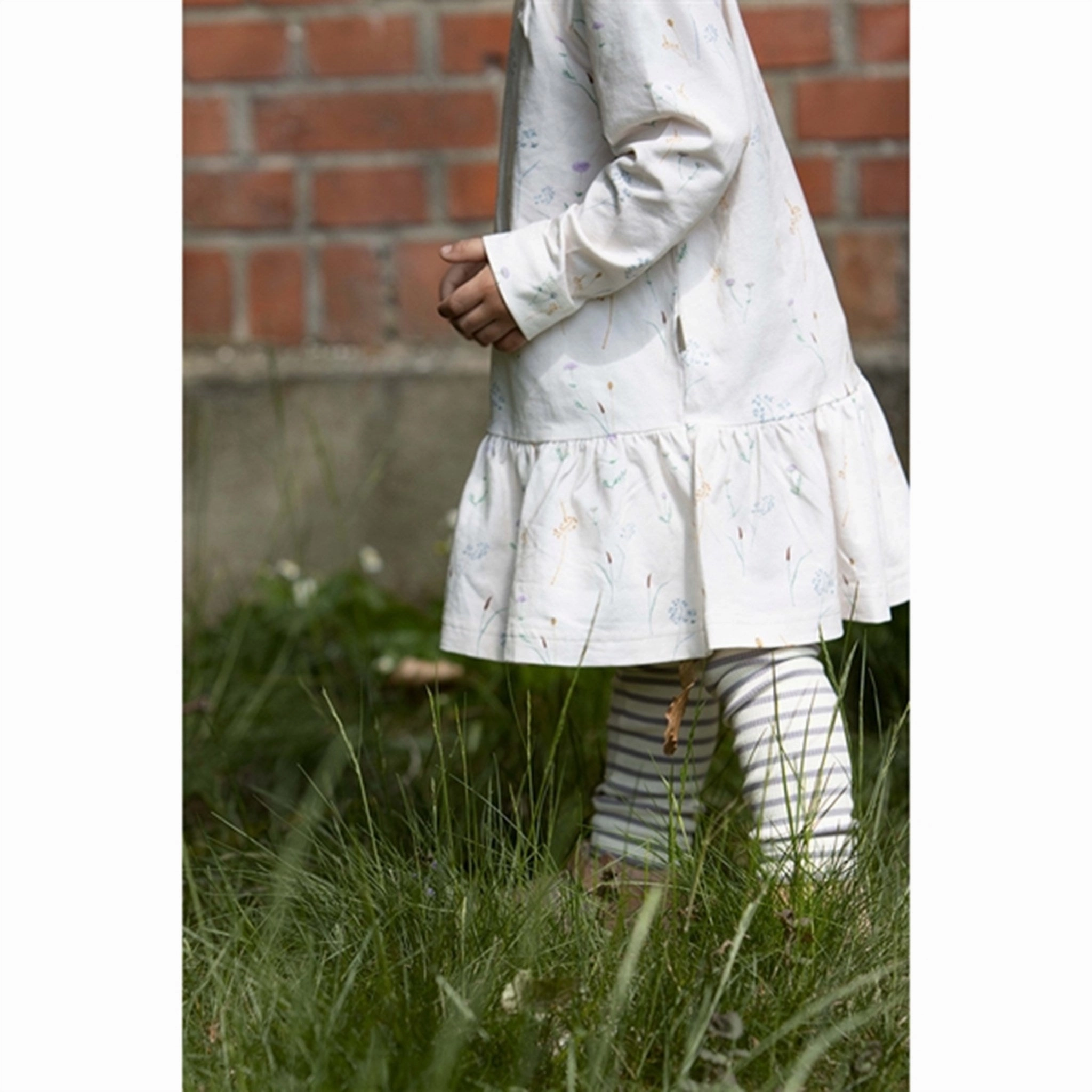 Petit Piao Wild Dress L/S Gather Printed Scoop-Neck Vibrant pattern