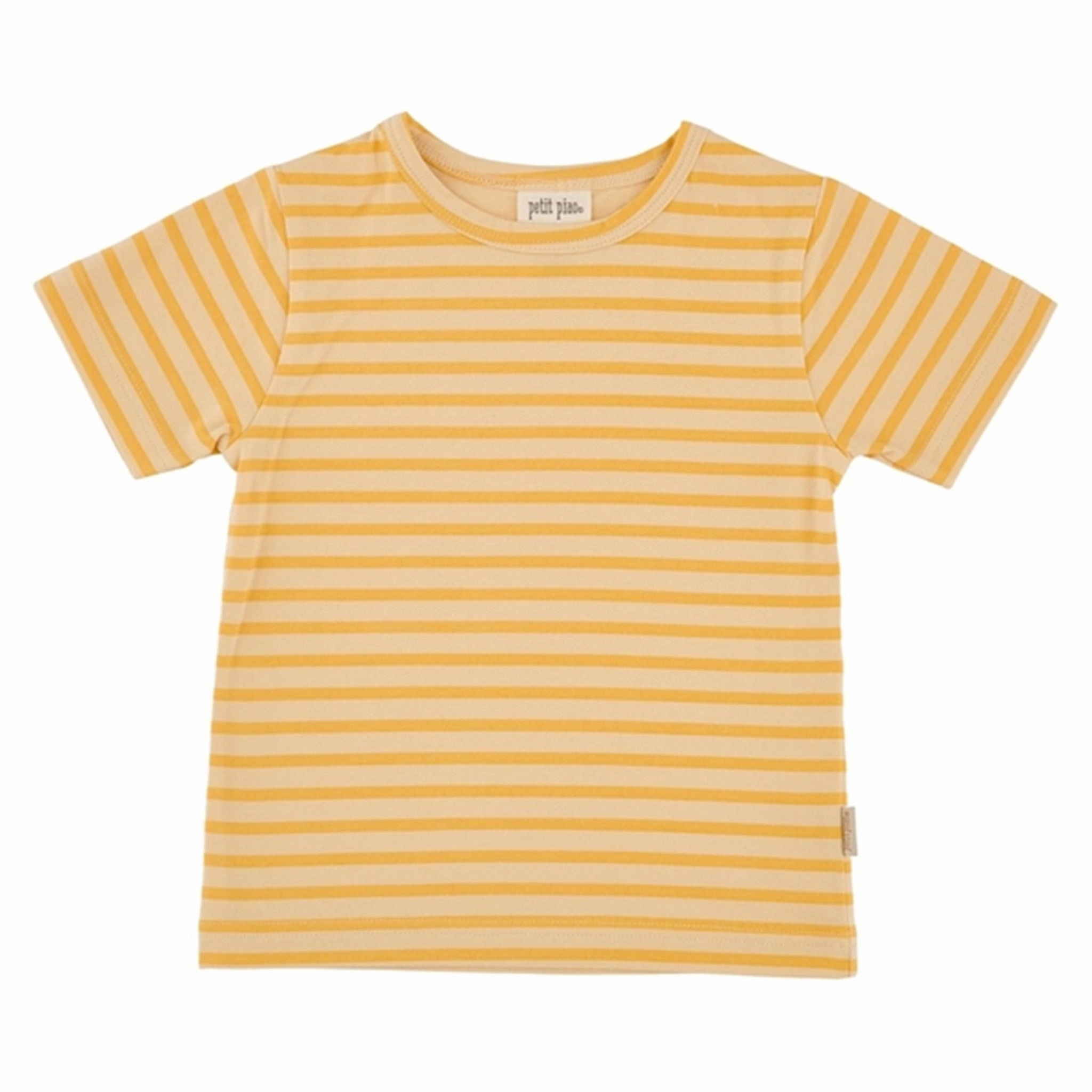 Petit Piao Yellow Sun Striped T-shirt Baggy Scoop neck femininity right size