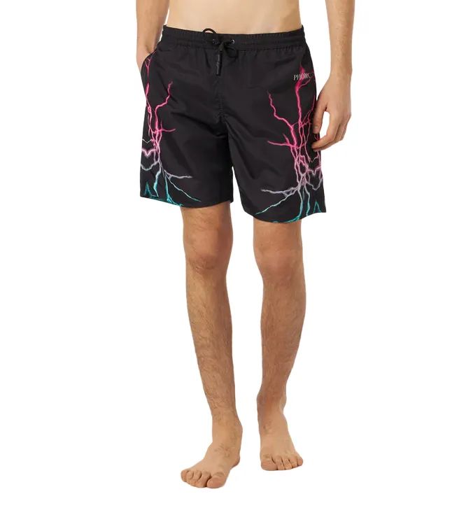 Ocean Style Phobia costume da bagno da uomo nero PH00679 stampa fulmini bicolore rosa-blu