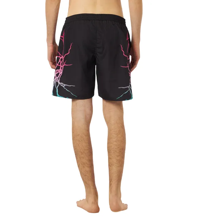 Phobia costume da bagno da uomo nero PH00679 stampa fulmini bicolore rosa-blu Vacation Wardrobe Water Repellent Finish