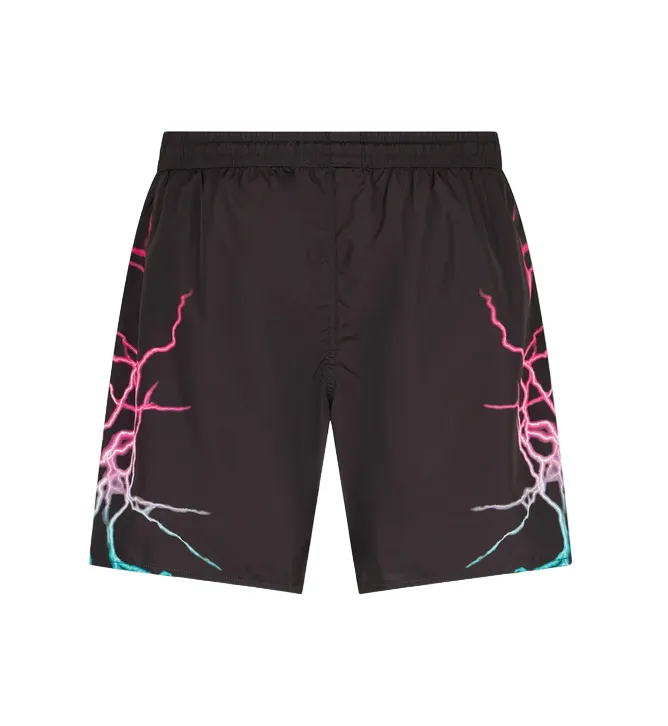 Phobia costume da bagno da uomo nero PH00679 stampa fulmini bicolore rosa-blu Modern Aesthetic