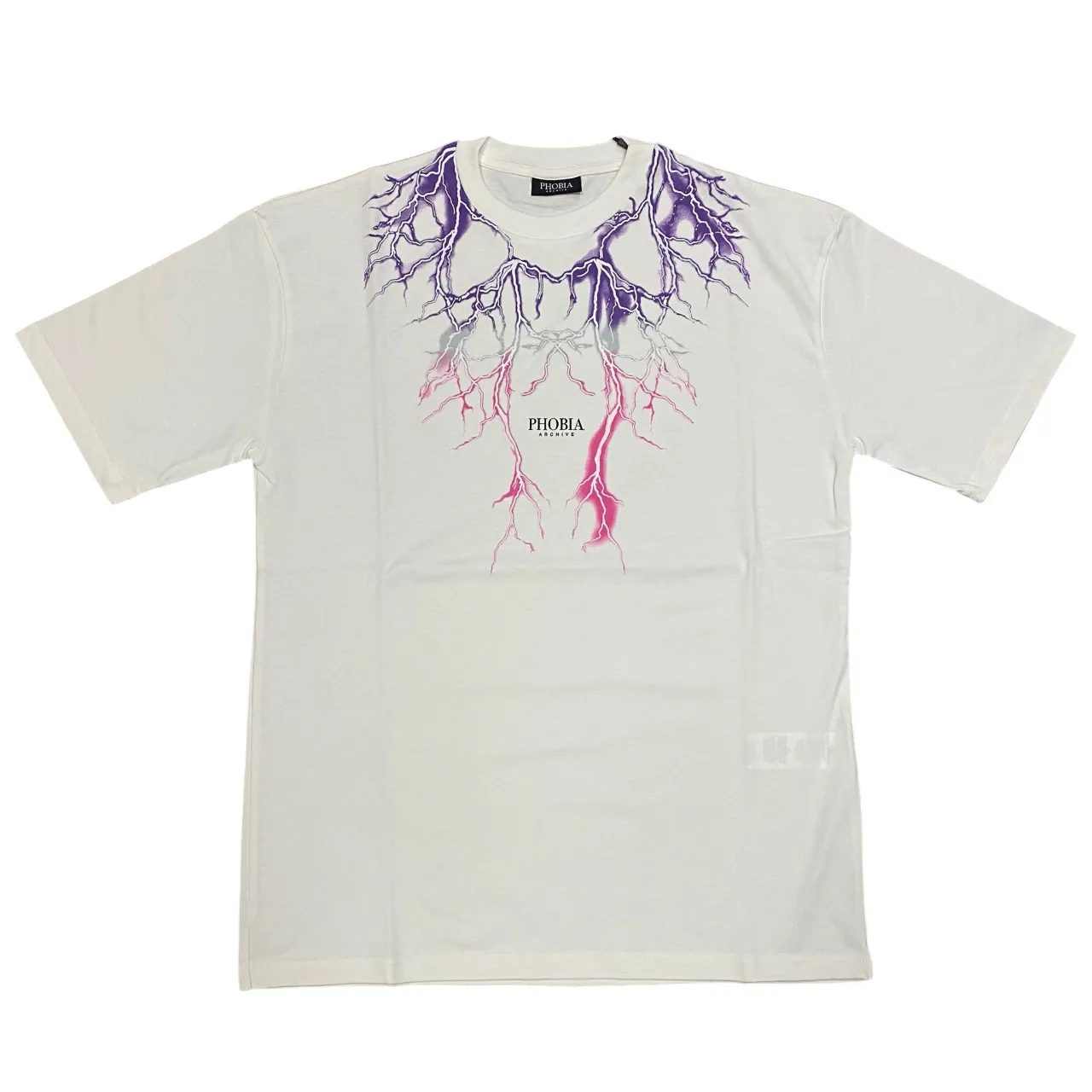 Ultra Soft Blend Phobia maglietta manica corta da uomo PH00776 bianca con fulmini viola