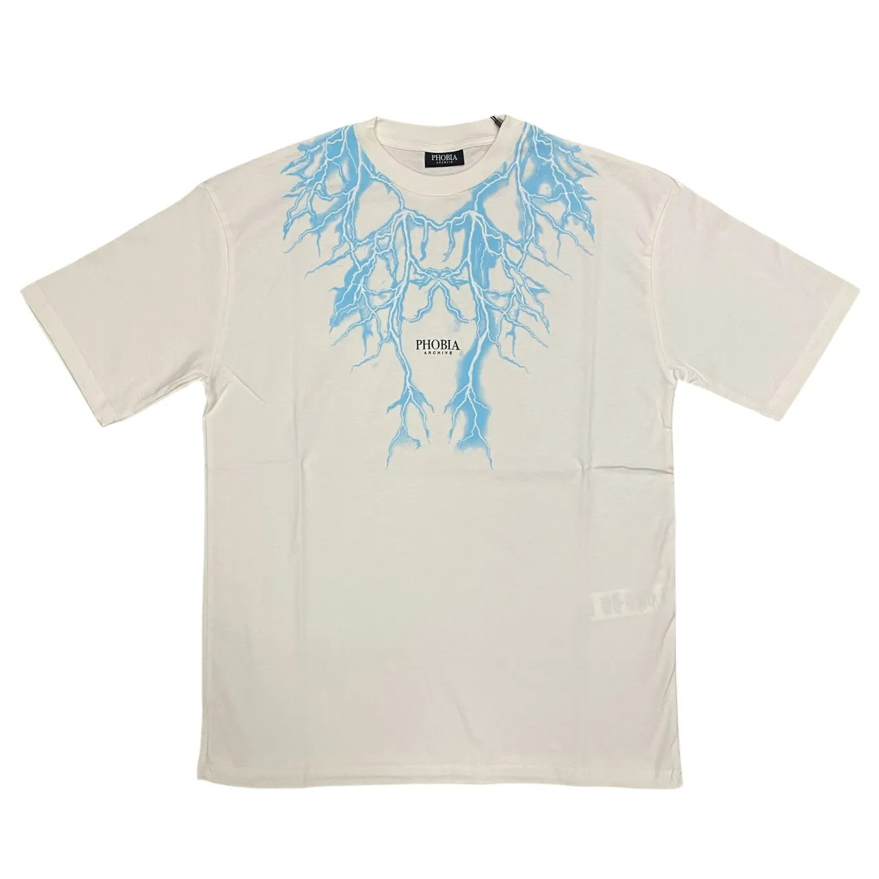 Phobia maglietta manica corta da uomo PH00781 bianca con fulmini celesti Weekend Comfort Wear Stylish and Relaxed