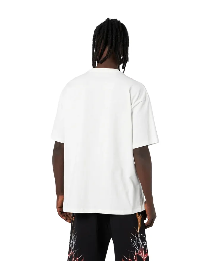 Phobia T-shirt unisex bianca con fulmini rossi grigi arancio PH00109REDGROR Sustainable production