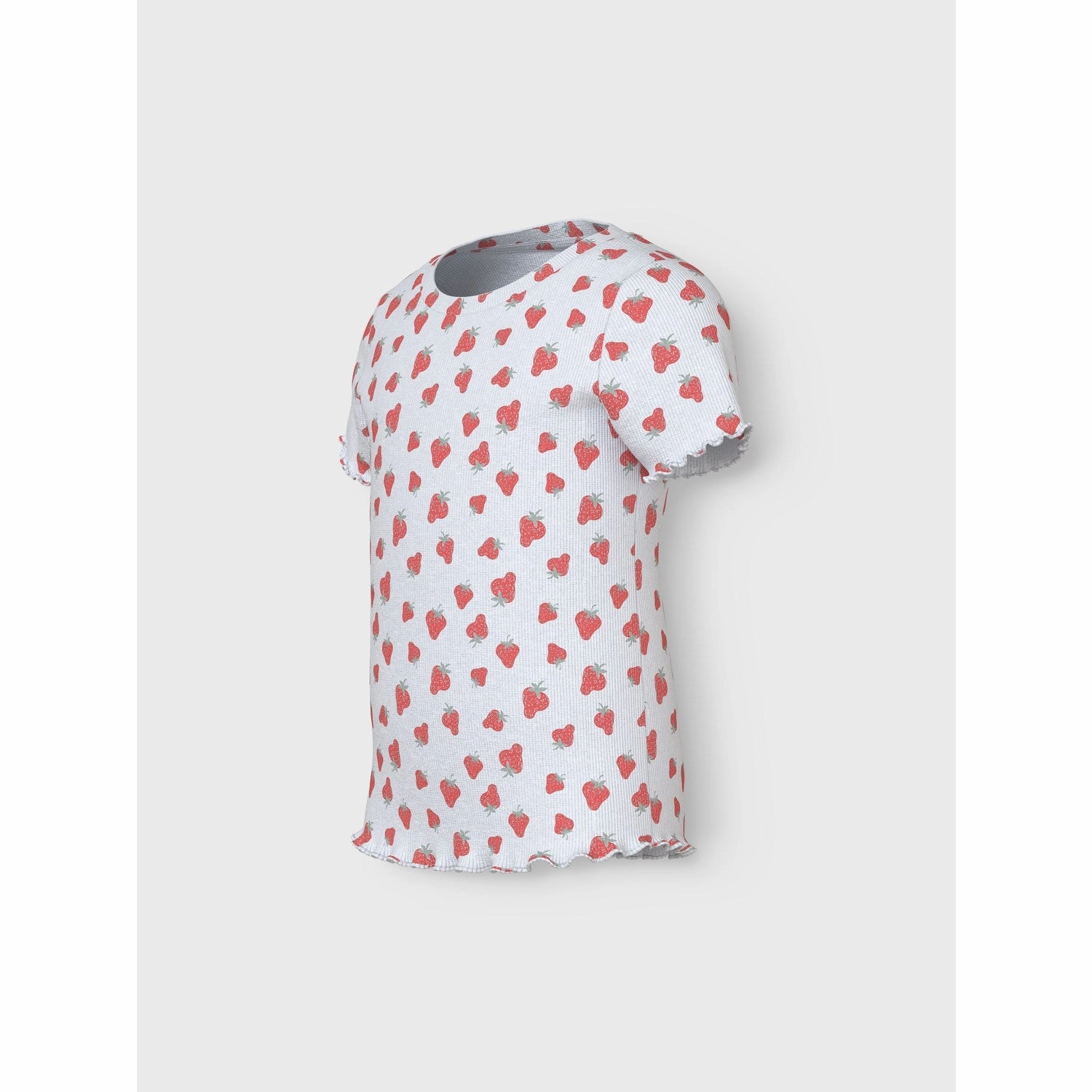 Name It Bright White Strawberry Vemma AOP Slim T-Shirt Cool and Chic Everyday Style Trend