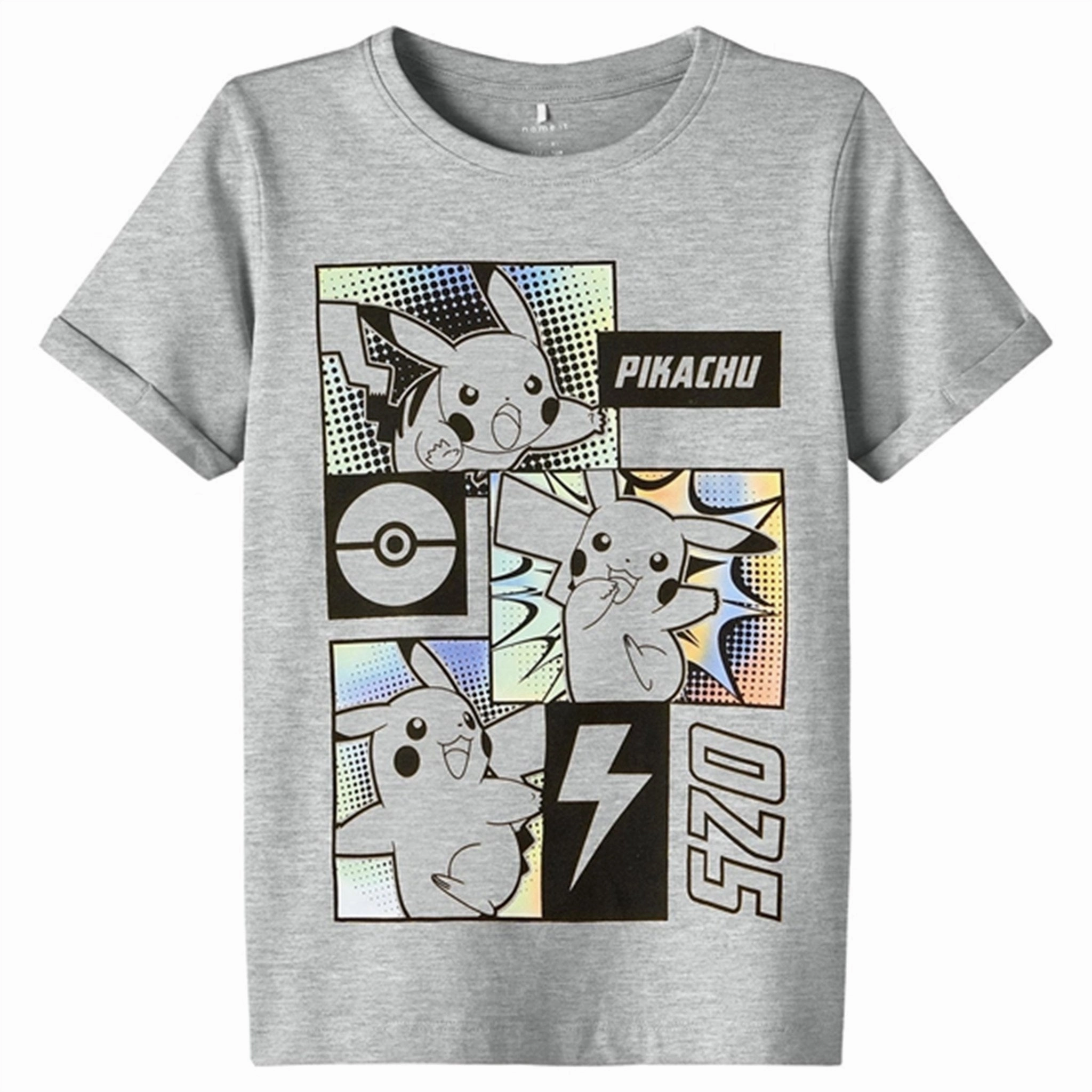 Name it Grey Melange Mafo Pokemon T-Shirt Ribbed Collar Trim
