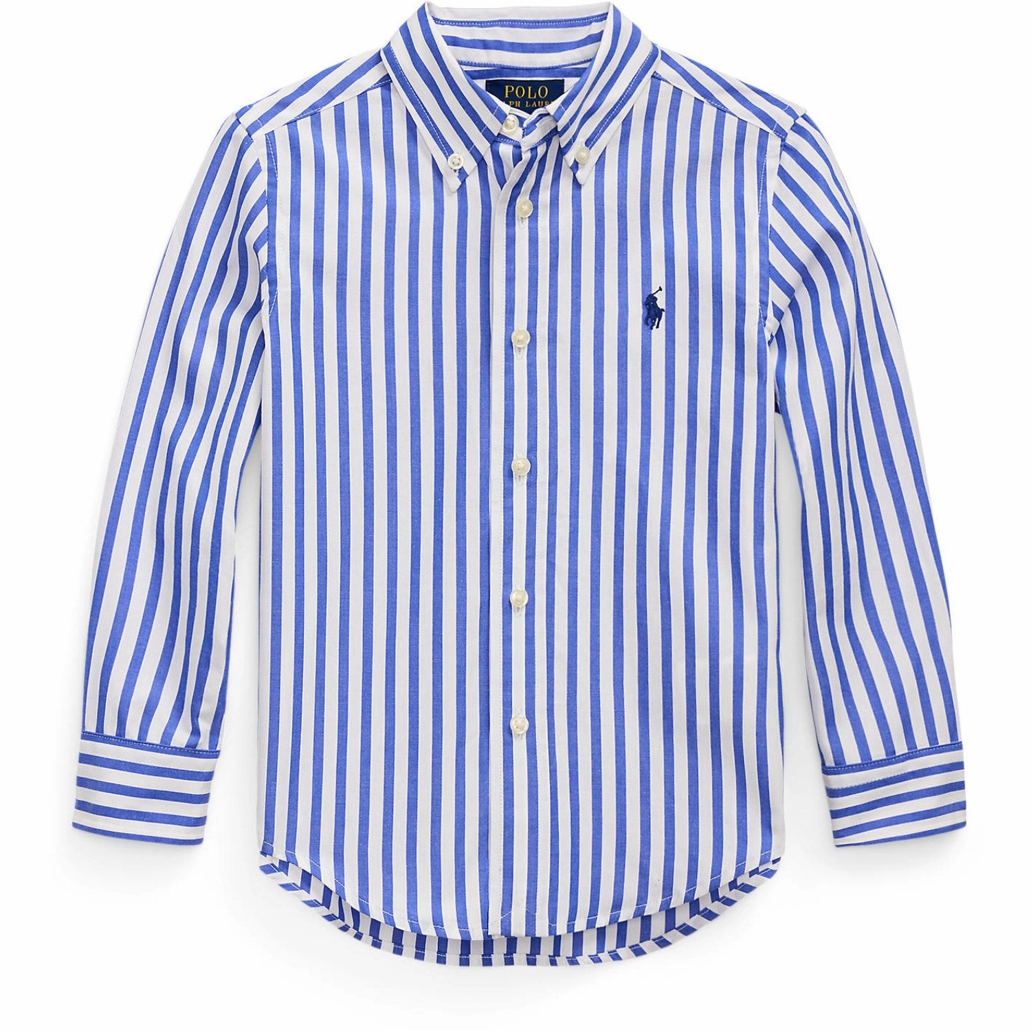 Stretch Material Polo Ralph Lauren B5171 White/Blue Boy Sport Shirt