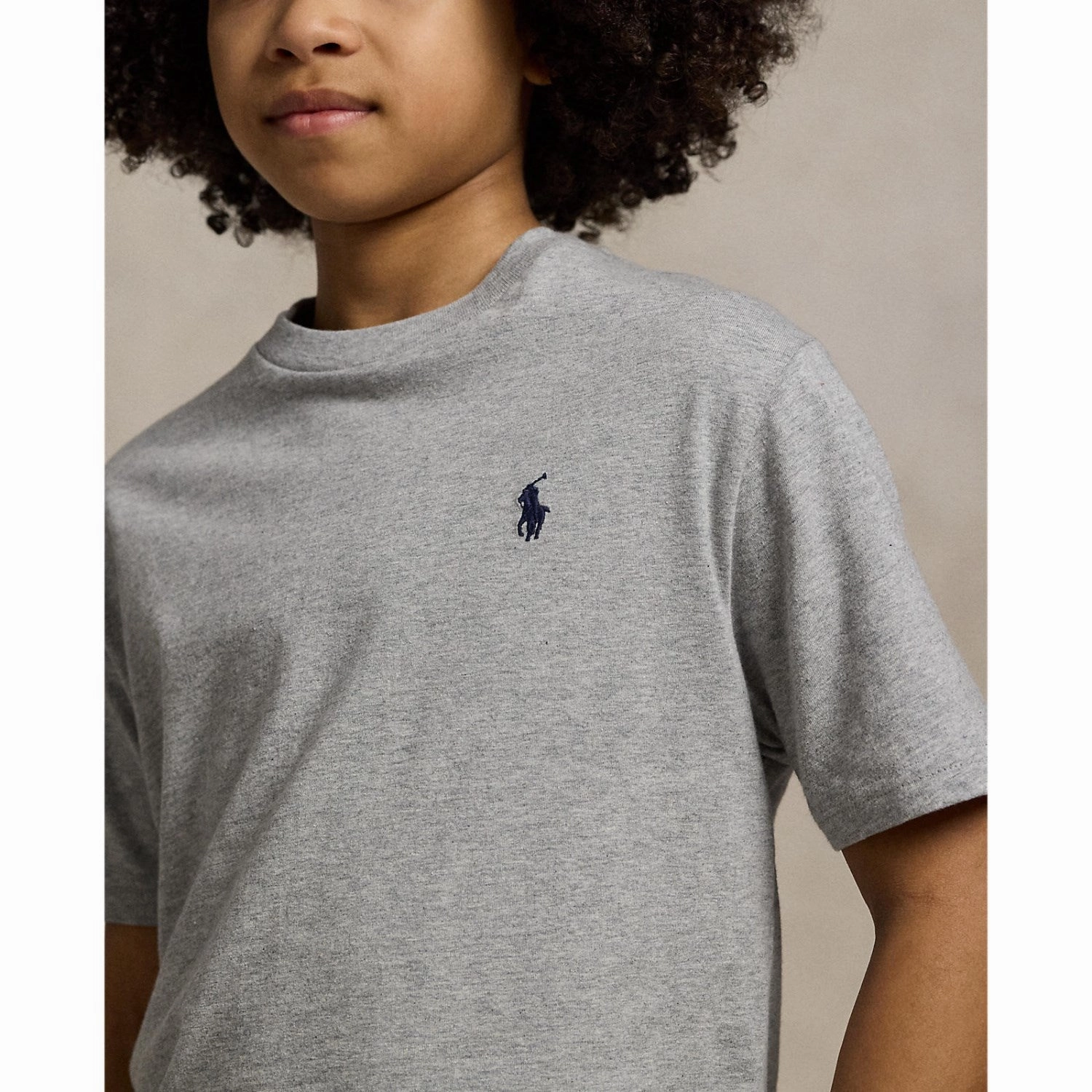Sporty Comfort Wear Circular Knit Construction Polo Ralph Lauren Boy Short Sleeved T-shirt Andover Heather