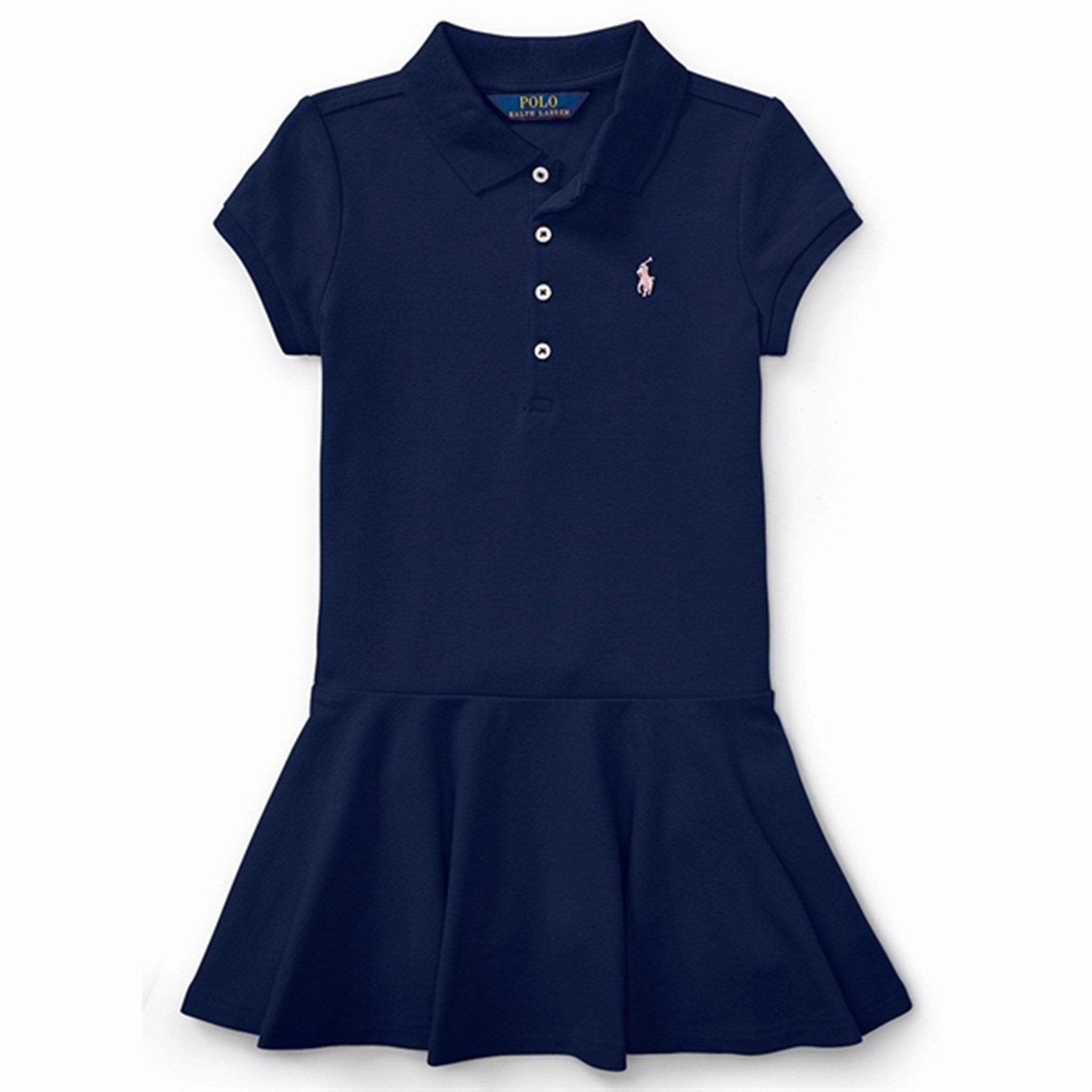 Ruched-Detail Polo Ralph Lauren Girl Dress Refined Navy