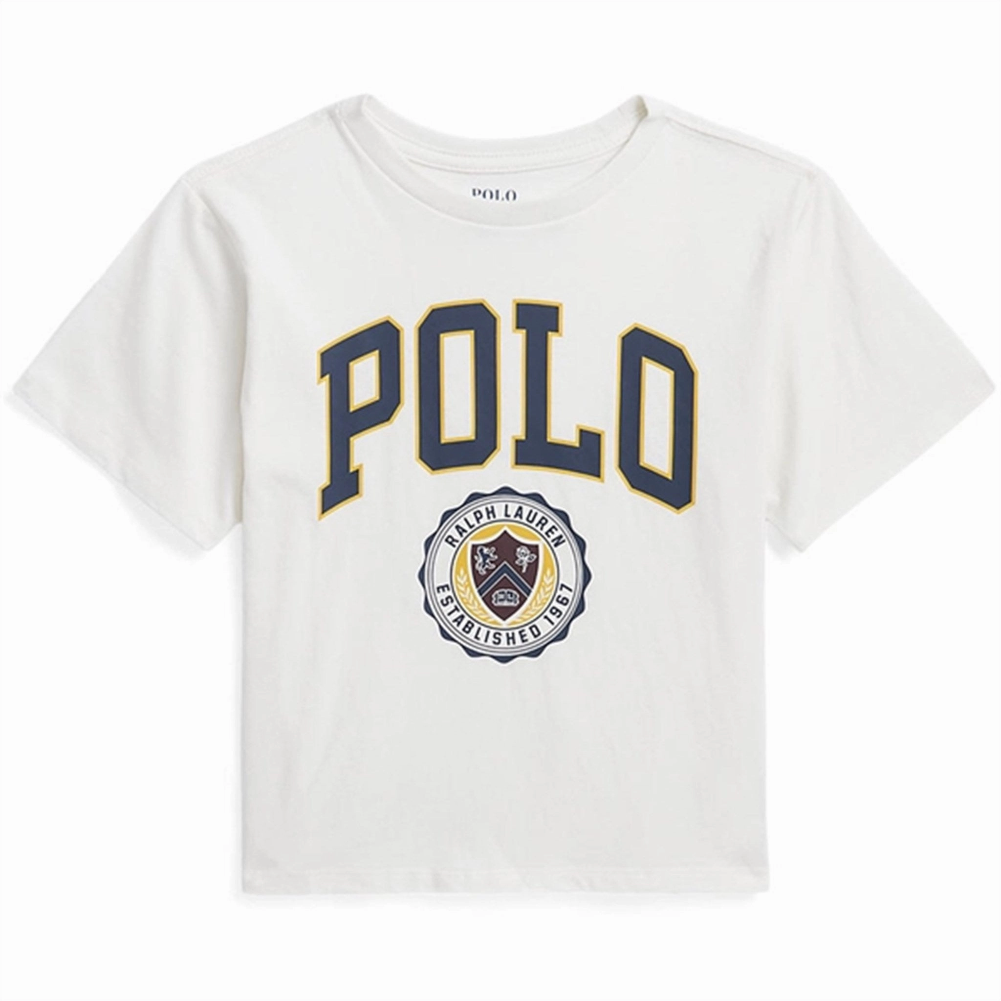 Polo Ralph Lauren Girl Varsity T-Shirt Deckwash White Bright Color contrast