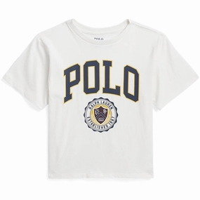 Polo Ralph Lauren Girl Varsity T-Shirt Deckwash White Bright Color contrast
