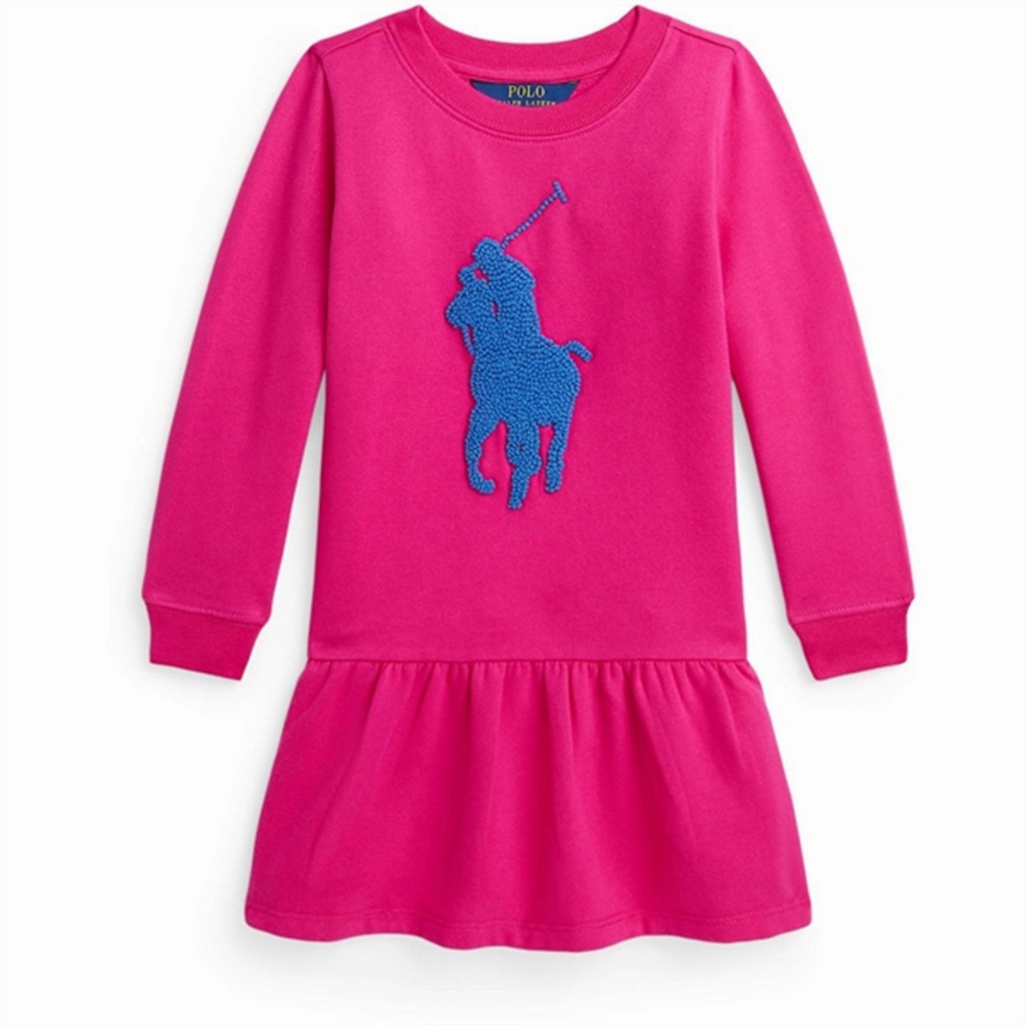 Compact Fit All-Season Comfort Polo Ralph Lauren Girls Dress Bright Pink W/ Blue