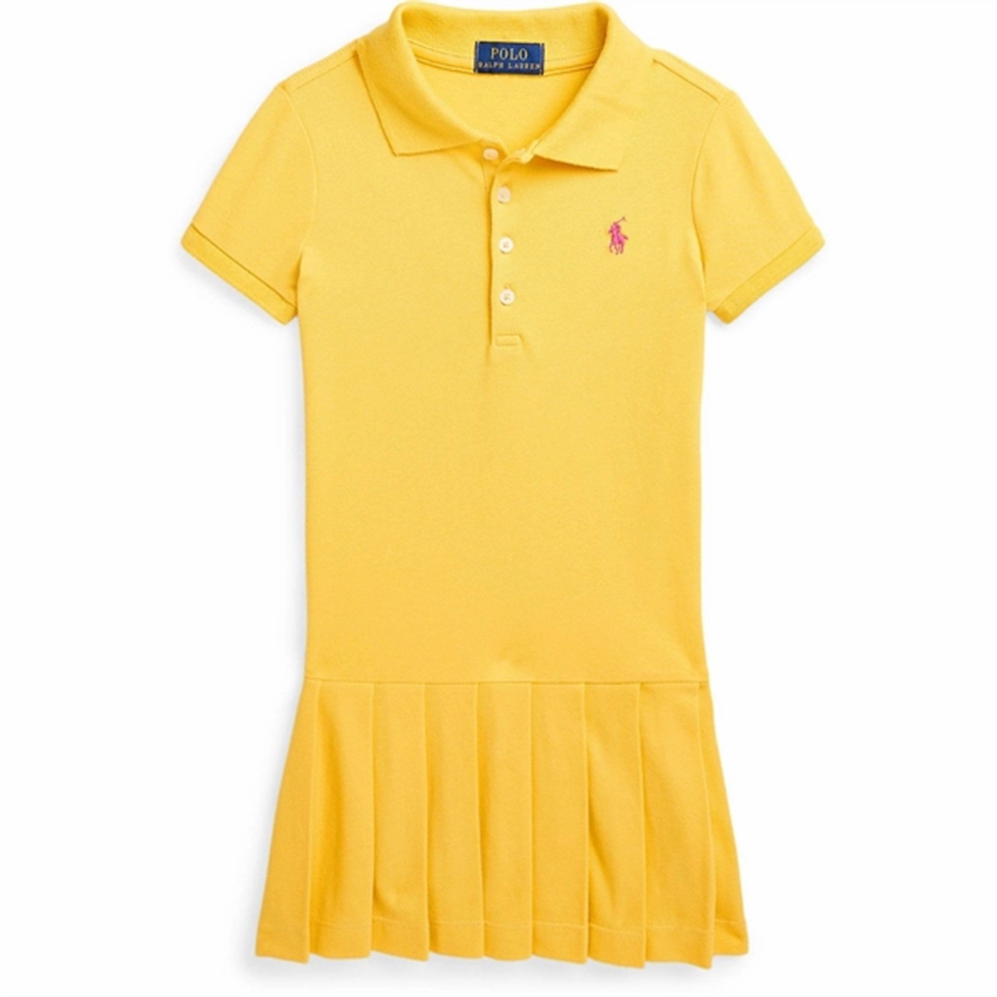 Polo Ralph Lauren Girls Dress Chrome Yellow W/ Bright Pink Simple Touch Stylish and Comfortable
