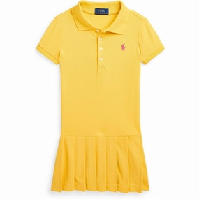Polo Ralph Lauren Girls Dress Chrome Yellow W/ Bright Pink Simple Touch Stylish and Comfortable