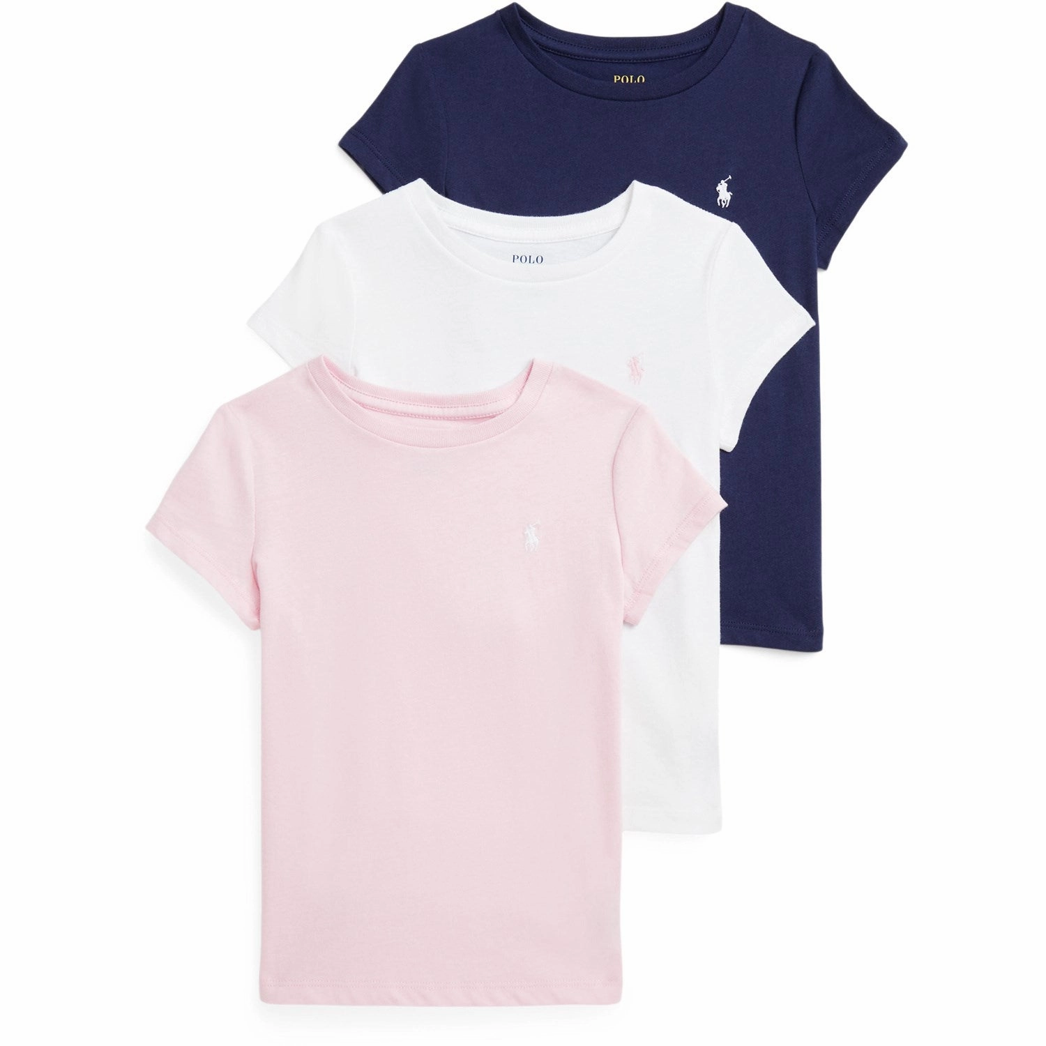 Polo Ralph Lauren White / Hintofpink /Newport Navy Girl Gift Box Set 3-Pack T-Shirts Practical Comfort oversized but not shapeless