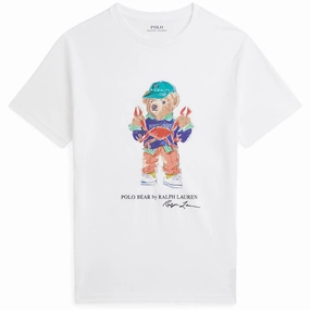 Polo Ralph Lauren White Bear Boy T-Shirt Solid color purity