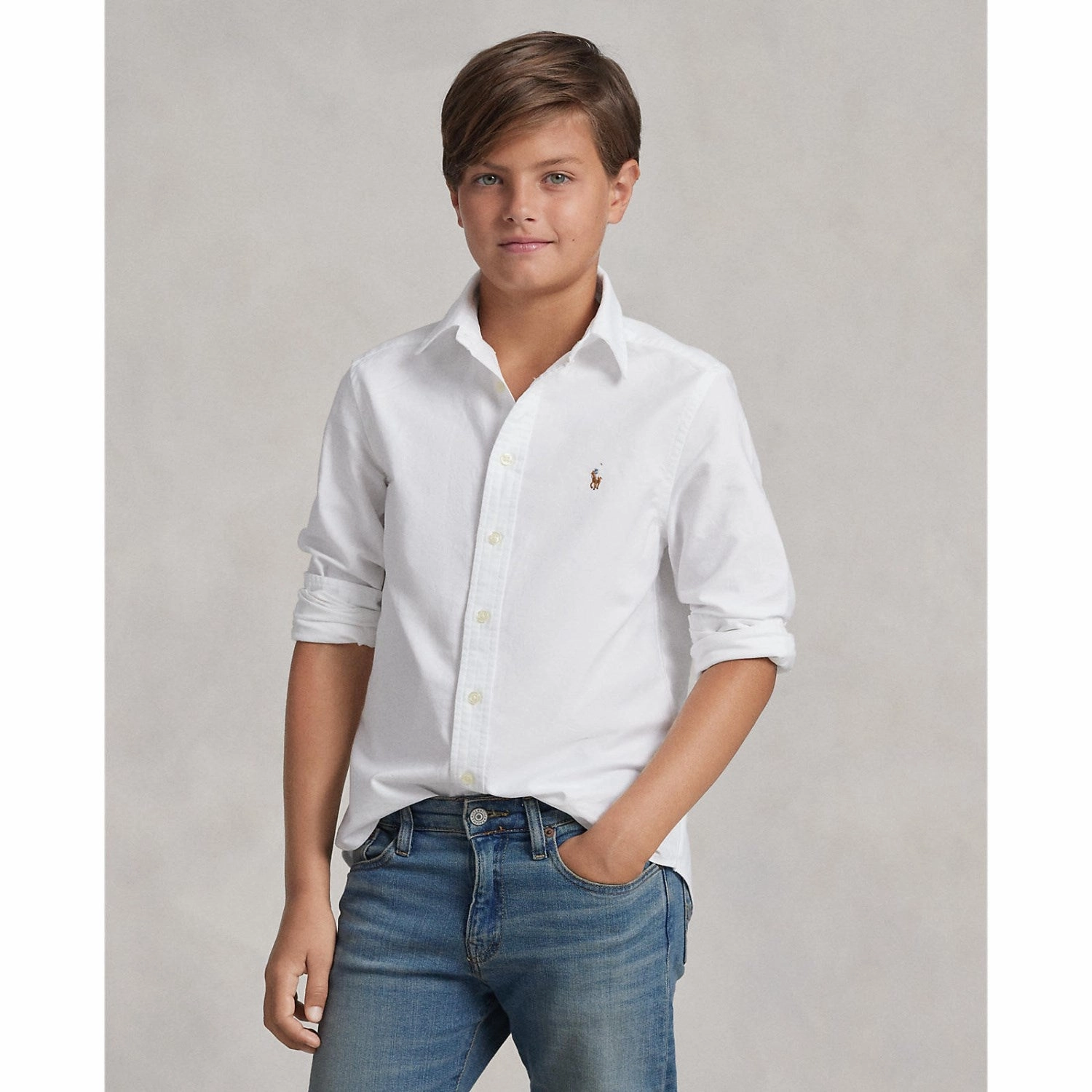 Durable Thread Construction Polo Ralph Lauren White Boy Sport Shirt