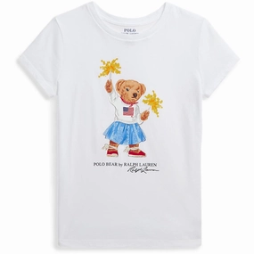 Polo Ralph Lauren White Sparkle Bear T-Shirt Fresh Look Geometric precision