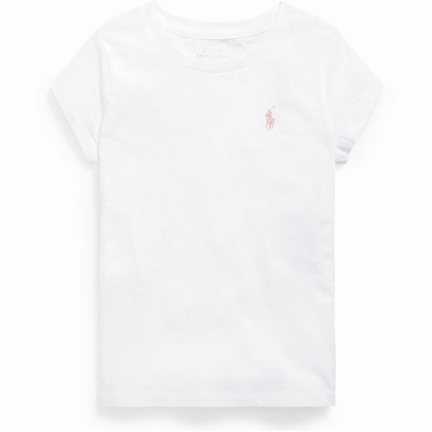 Polo Ralph Lauren White W/ Hint Of Pink Girl T-Shirt Low Impact Dye