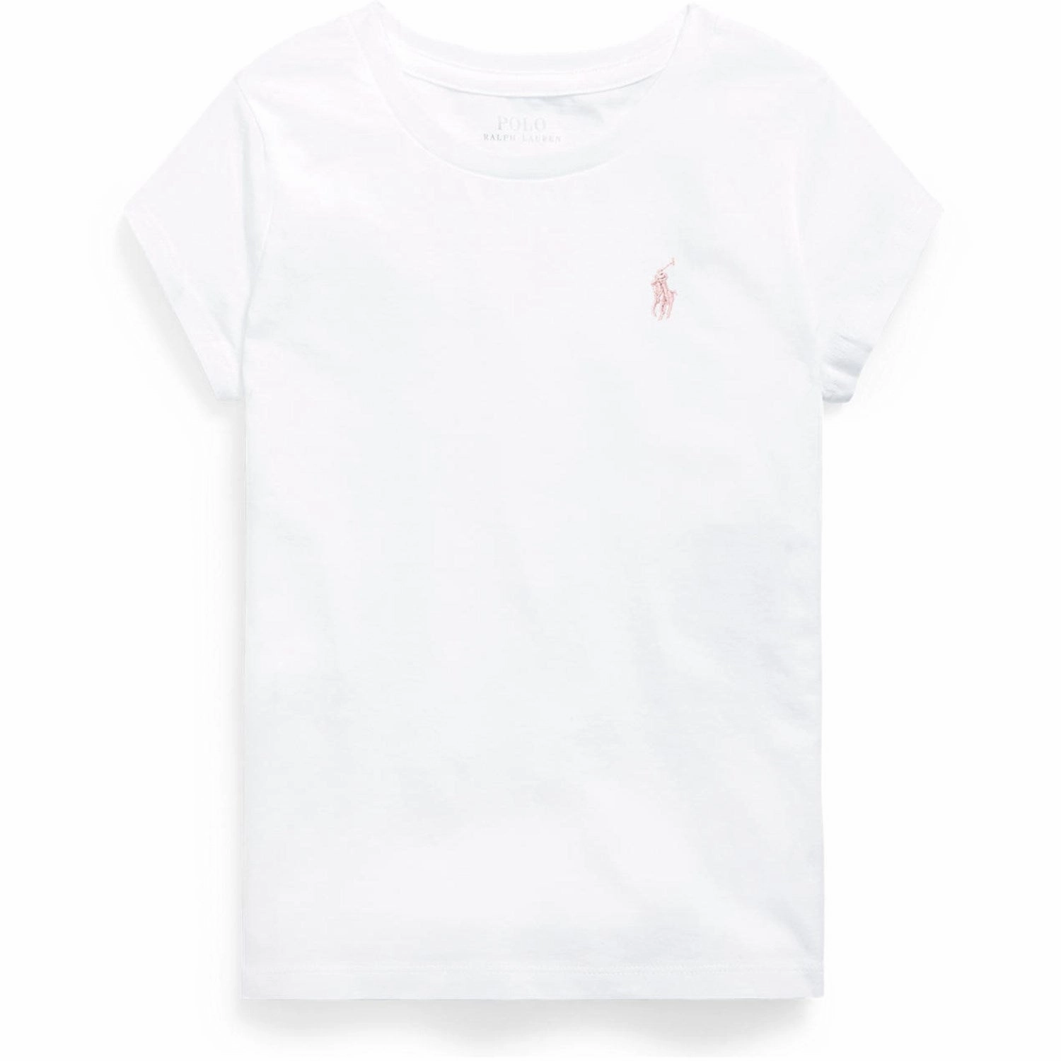 proper length Polo Ralph Lauren White W/ Hint Of Pink Girl T-Shirt