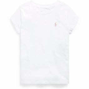 Polo Ralph Lauren White W/ Hint Of Pink Girl T-Shirt Low Impact Dye