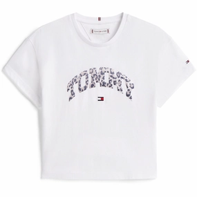 Seasonal top Tommy Hilfiger White Varsity Sateen Graphic Tee S/S