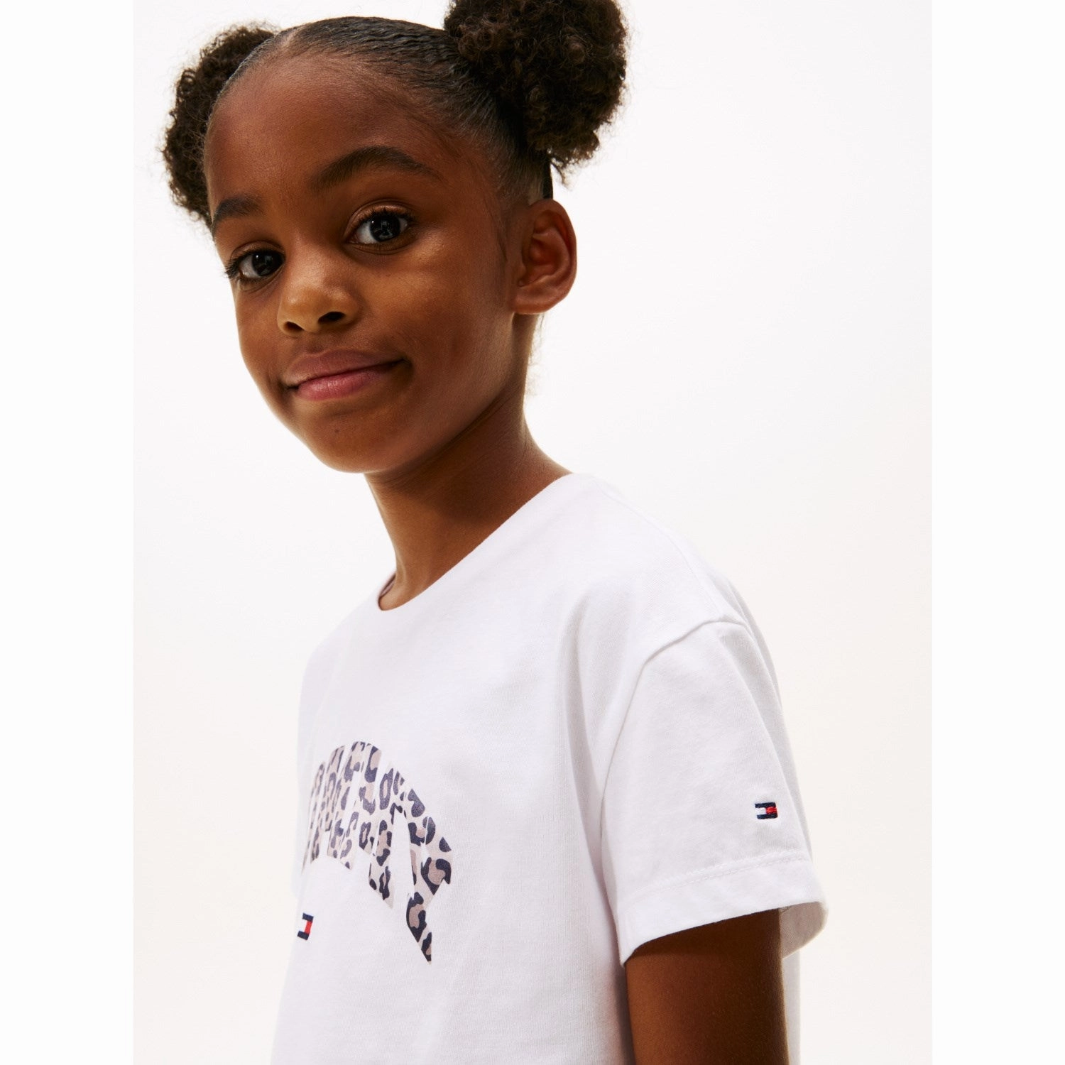 Raw Edge Hem Tommy Hilfiger White Varsity Sateen Graphic Tee S/S