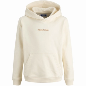 Relaxed Silhouette Jack & Jones Junior Antique White Jornorrebro Emb Sweat Hood Noos Jnr