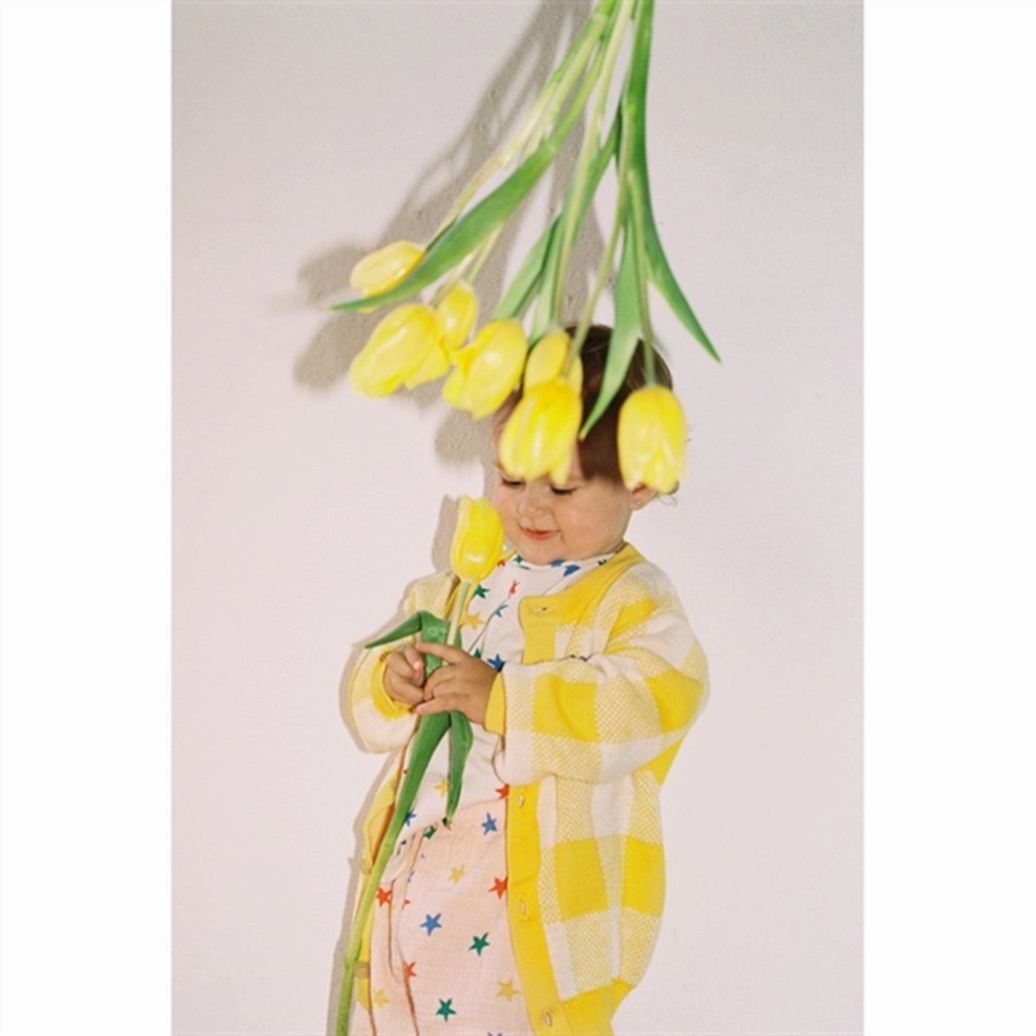 Stone Wash Process Bobo Choses Offwhite Multicolor Stars All Over Ruffle T-Shirt