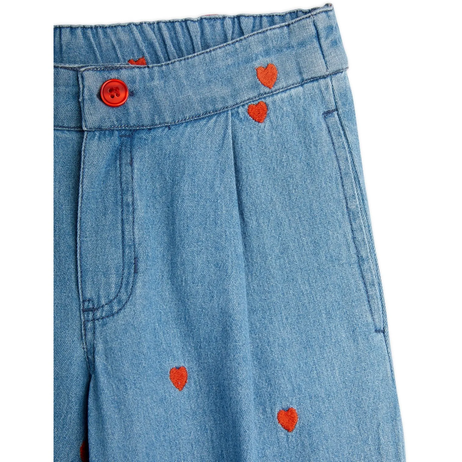 Mini Rodini Blue Mini Hearts Aoe Woven Trousers Minimalist Eco Friendly Elegant Bold Look