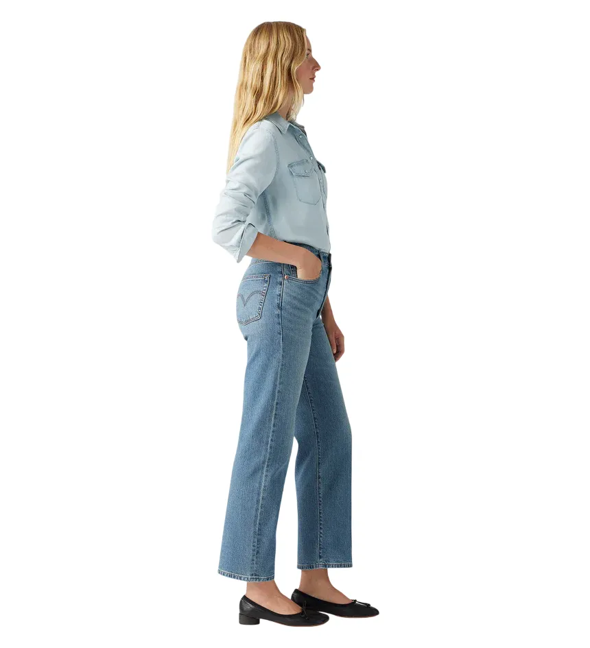 Neutral Look Fresh Attire Levi's pantalone jeans con lino da donna diritto alla caviglia 726930230 blu medio