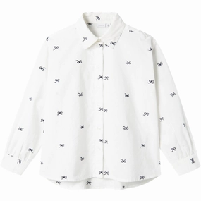 Wrinkle-Free Name It Bright White Bow Filippas Oversize Long Shirt