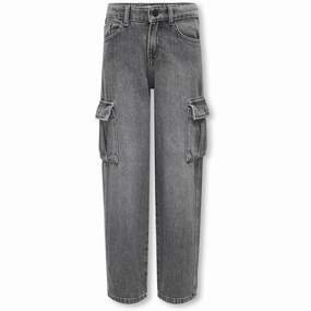 Universal Look Everyday Pick kids ONLY Dark Grey Denim Harmony Wide Cargo Carrot Jeans Noos