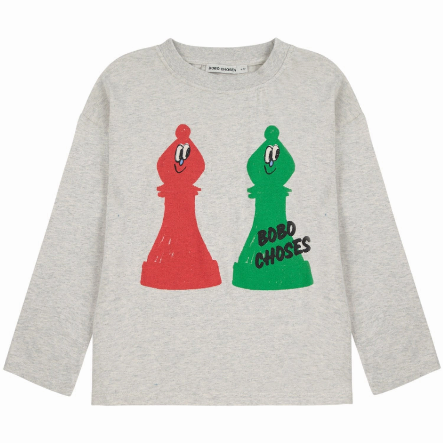 Trendsetting Bobo Choses Light Heather Grey Checkmate T-Shirt