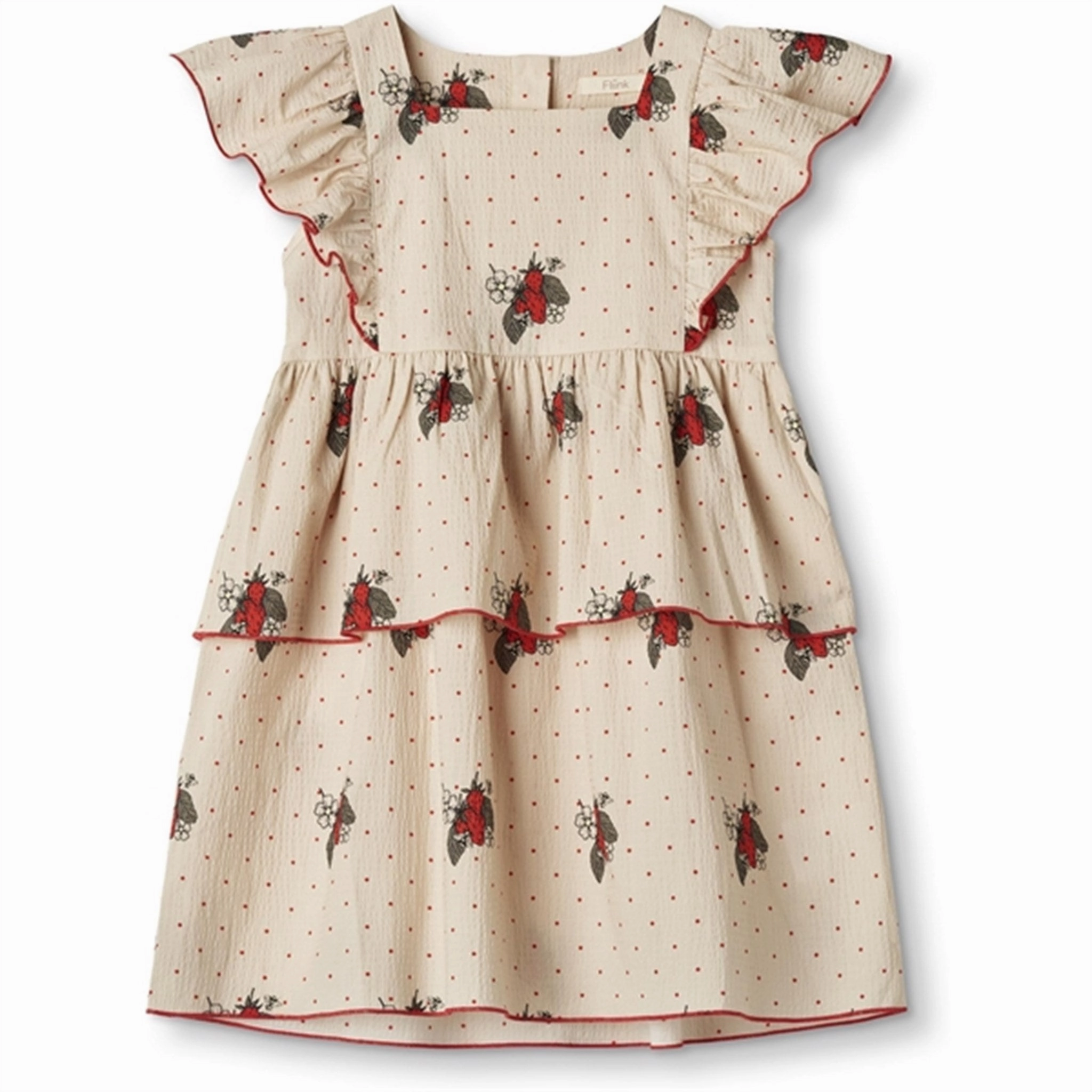 Glossy Fabric Chic Balance Fliink Sandshell Dot Aop Summerbuzz Dress