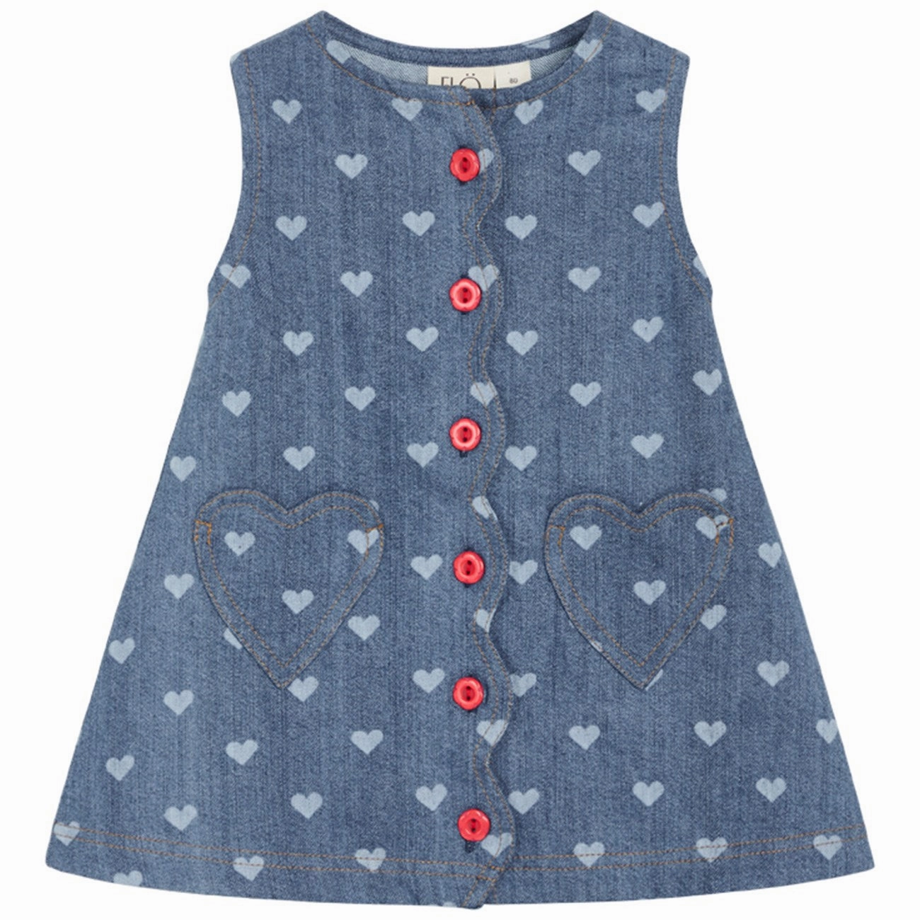 Knot-Detail Fl?ss Blue Denim/Hearts Lollo Dress