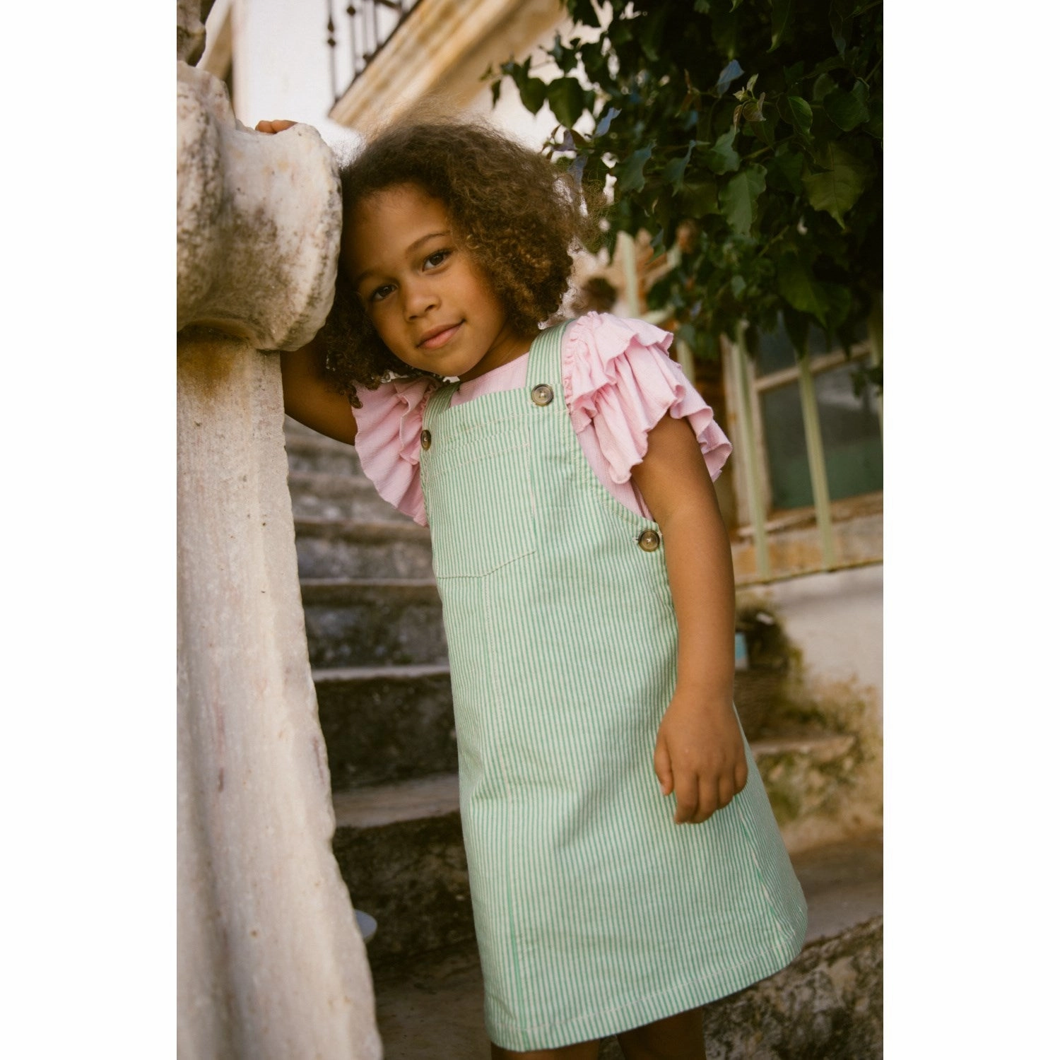 MarMar Soft Denim Cale Green Stripe Dalma Dress Moment Soft