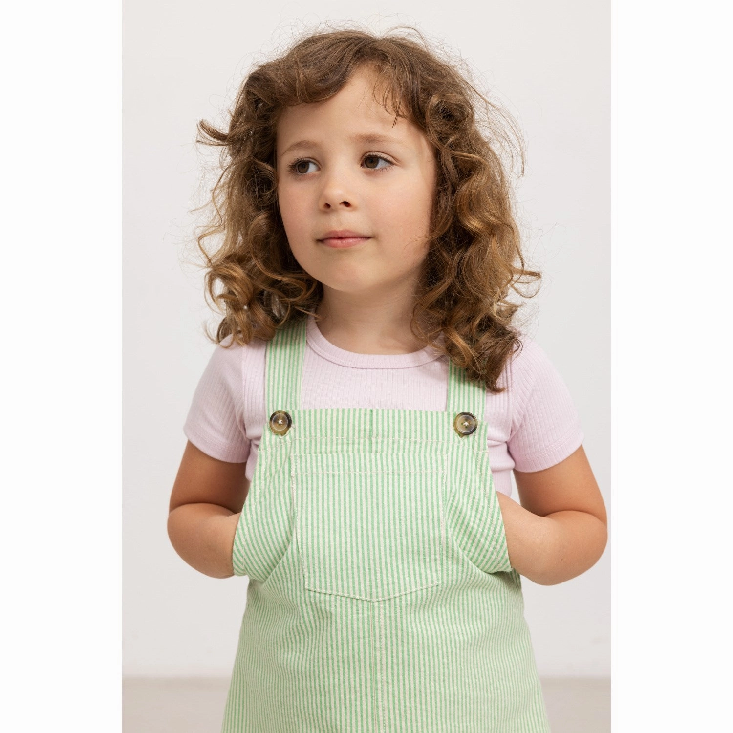 Bright bold dress MarMar Soft Denim Cale Green Stripe Dalma Dress