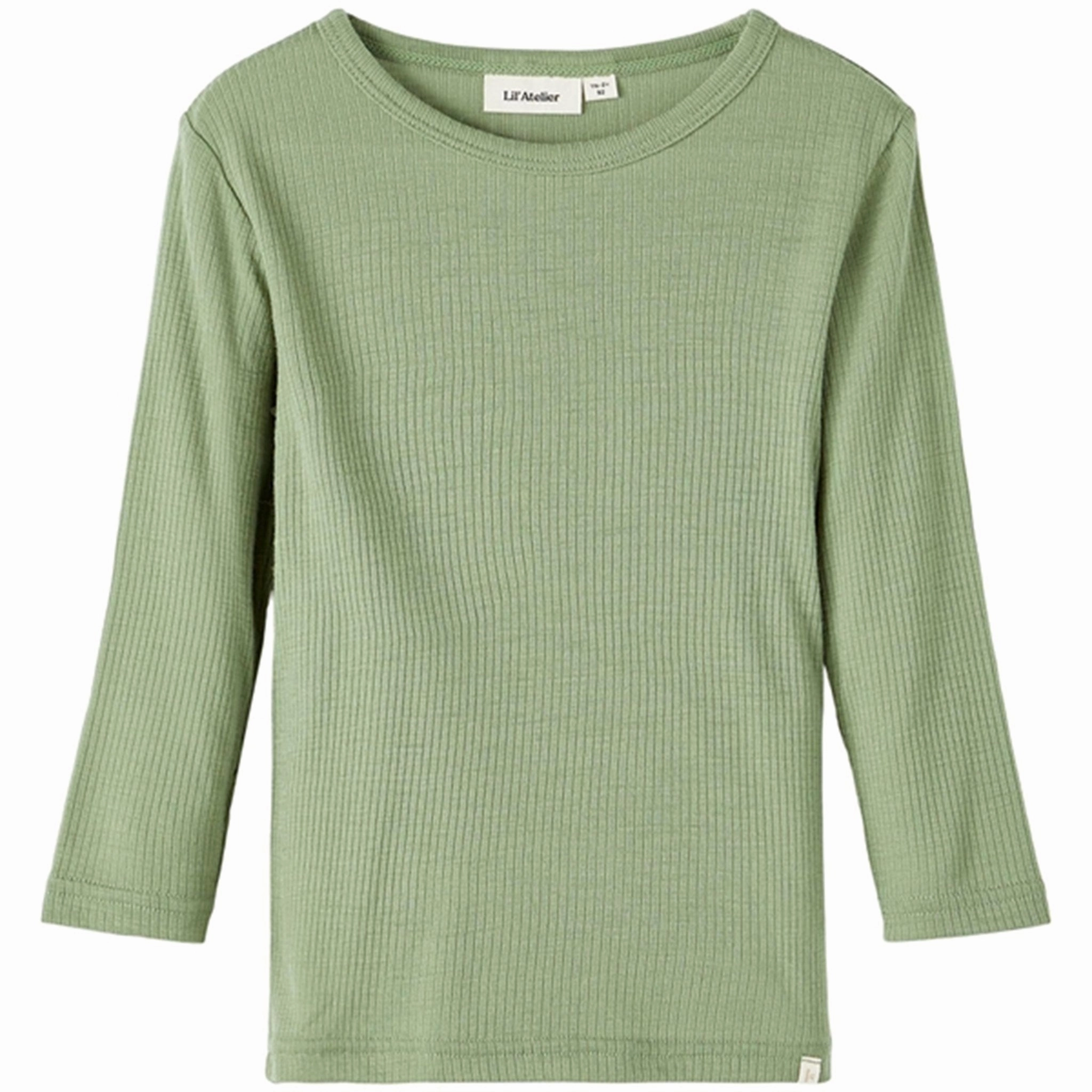 Lil'Atelier Oil Green Fable Slim Wool Blouse Pocket Detailing